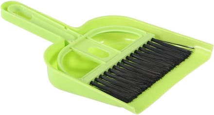 Mini stoffer blik - Kleine bezem set - Kooi schoonmaken - Compact ontwerp - 19 x 13 x 2.5 cm
