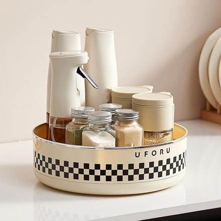 Keuken Roterende Organizer Thuis Desktop Multifunctioneel Kruiden Cosmetica Draaibare Organizer Letters gray
