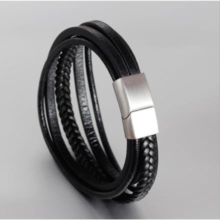 Europese en Amerikaanse Mode Minimalistisch Mannen Leer Multi-laags Geweven Leer Armband gray