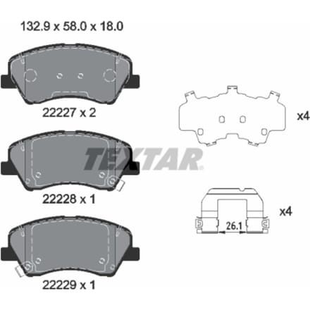 Remblokset TEXTAR 2222701, voor