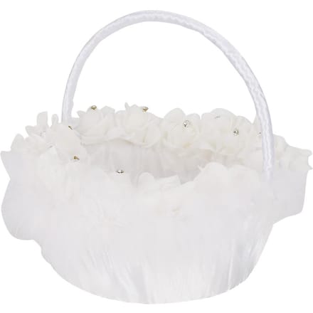 Lichtgewicht Elegante Bruidsmeisje Bloemenmand Met Wit Satijn Versierde Snoepmand white