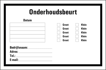 Onderhoudsbeurt sticker 150 x 100 mm
