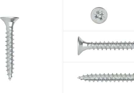 Wovar Spaanplaatschroeven Verzinkt 4,5 x 30 mm Pozidrive Voldraad | Doos 200 Stuks