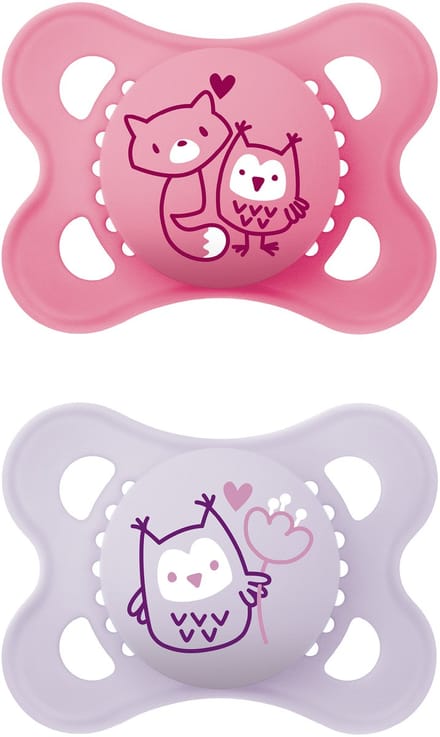 MAM - Original Silikon Speen - Siliconen - 0-6 Maanden- Original Silikon - Extra Dun - Mat Roze - 2 stuks