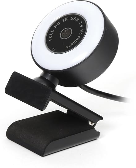 Platinet PCWC2KAF Webcam met microfoon - Voor PC, laptop - ingebouwd LED licht - Zwart/Wit