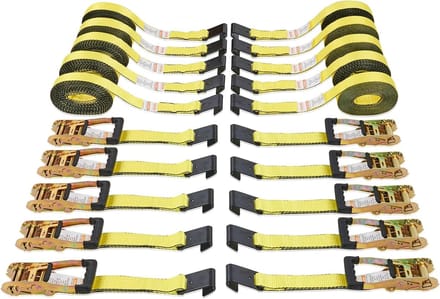 Ratel Spanbanden - Tie Downs - Vastzetten Vracht - Platte Haak Ontwerp - 2x30 Meter - Geel