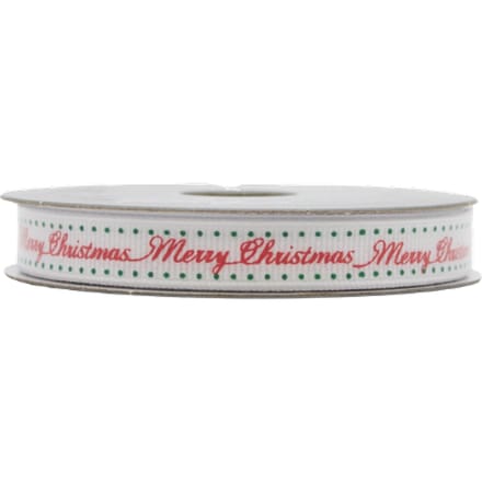 Premier Accents Vrolijk Kerstmis Decoratief Lint Wit - 2 7m
