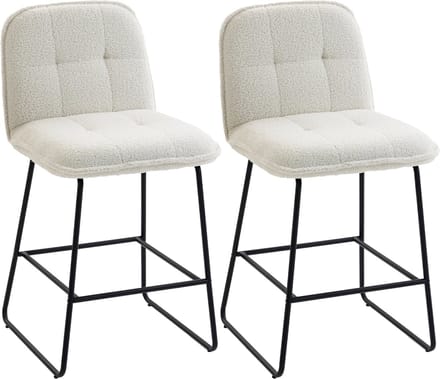 HOMCOM barkruk - badstof (100% polyester) - 51 x 57 x 96 cm - crème