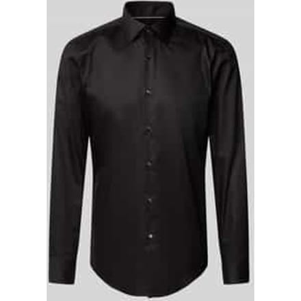 BOSS Hank slim fit overhemd - popeline - zwart - Strijkvriendelijk - Boordmaat: 42
