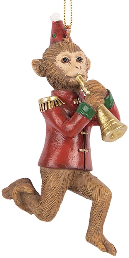 Clayre & Eef Kersthanger Aap 11 cm Bruin Kunststof
