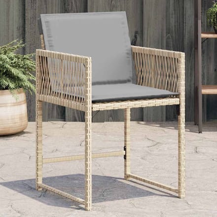 vidaXL - Tuinstoelen - 4 - st - met - kussens - poly - rattan - gemengd - beige