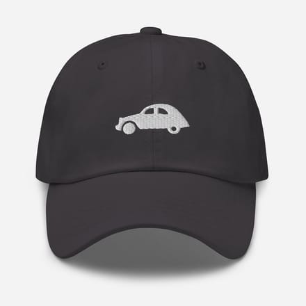 De2pktjes - Geborduurde pet Citroën 2cv - Donkergrijs