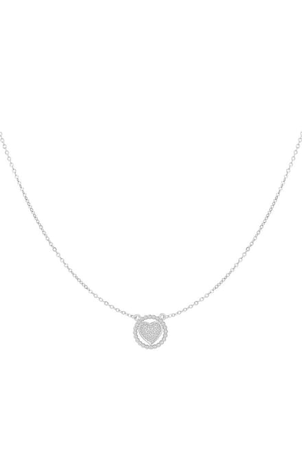 Ketting - Hart in cirkel - Zilverkleur - Stainless steel - Dames