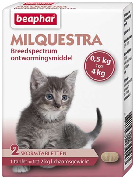 Beaphar Milquestra Kleine kat/kitten - 0,5 tot 4 Kg - 2 tabletten