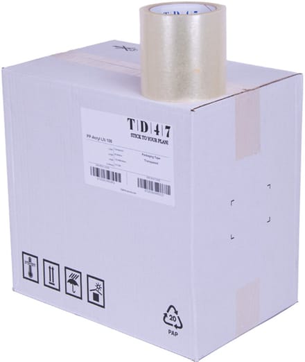 TD47 Verpakkingstape PP low noise 100mm x 66m Transparant (Doos 18 Rol)