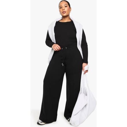 boohoo Dames PLUS BREDE BEEN JOGGERS | Zwart | Maat: 46