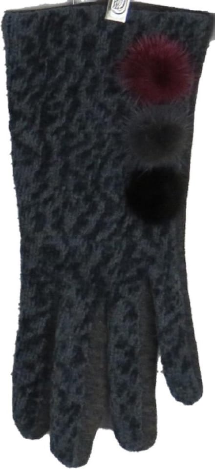 Handschoenen dames met touchscreen en drie pompons - 85% polyester