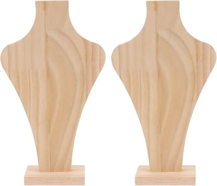 Houten Ketting Display - Sieraden Frame - Sieraden Presenteren - Vormgegeven Standaard - Set van 2 - Houtkleur