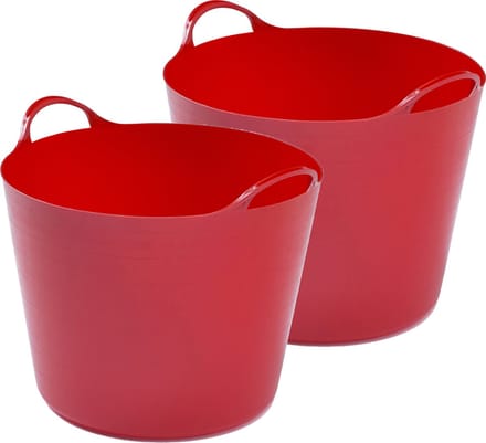 Whitefurze Flexibele emmer - 2x - 26 liter - Kunststof - Rood - 38 x 41 x 35 cm