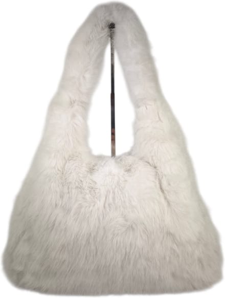 Qischa - schoudertas - hobo tas - fluffy - lange draagriem - wit