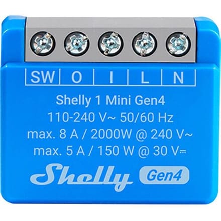 Shelly 1 Mini Gen4 - WiFi & Zigbee-relais, droge contacten