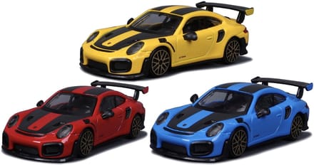 Bburago Porsche 911 - Modelauto - Schaal 1:43 - Geel/Rood/Blauw