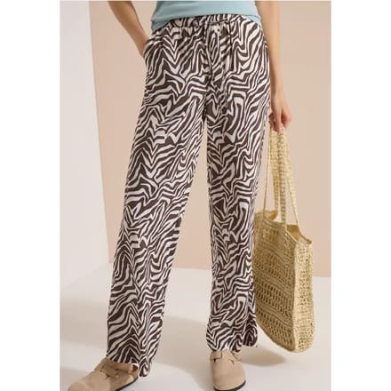Straight Leg broek met zebraprint