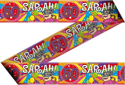 Folat Sarah 50 jaar - 2x - markeerlint - 15 meter - verjaardag versiering - slinger