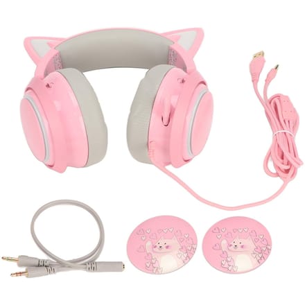Gaming Headset Kattenoor Koptelefoon 3 Geluidseffect Ergonomisch met Microfoon voor Kinderen Volwassenen