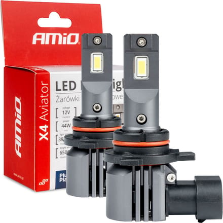 AMiO LED Koplampen X4-serie AVIATOR HIR2 9012 6500K max 44W Dimlichten Wit