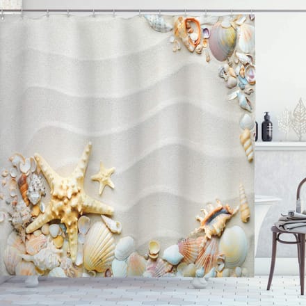 ABAKUHAUS Zeester Douchegordijn – 175x240 cm – Polyester, waterafstotend, eierschaalkleur