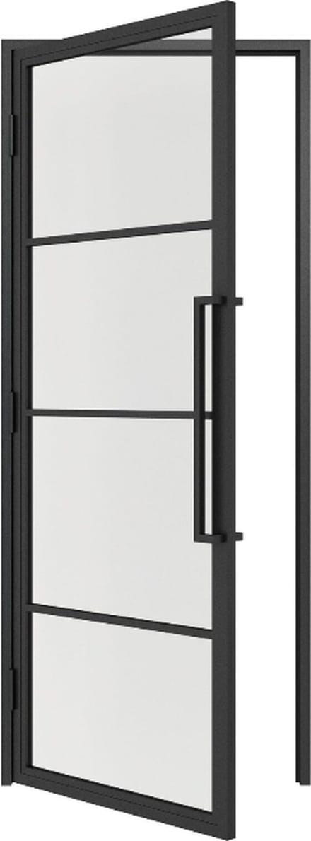 Stalen Deur - met Kozijn - 4 Vlaks - Helder Glas - Linksdraaiend