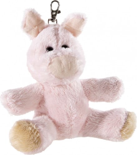 Heunec sleutelhanger varken knuffel roze 10cm speelgoed.