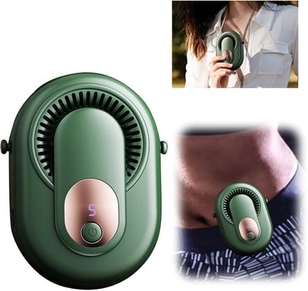 Draagbare Handventilator - Tailleventilator - Draagbare Ventilator - 4-in-1 - Bladloos - 5 Standen - Digitaal Display - USB Oplaadbaar - voor Nek Taille Hand en Tafel - Groen