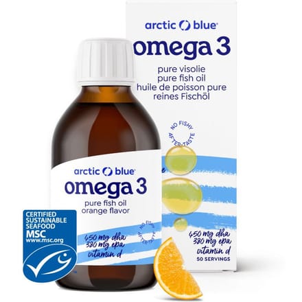 Arctic Blue - Omega 3 Visolie - Sinaasappel - vitamine D - MSC - 250 ml