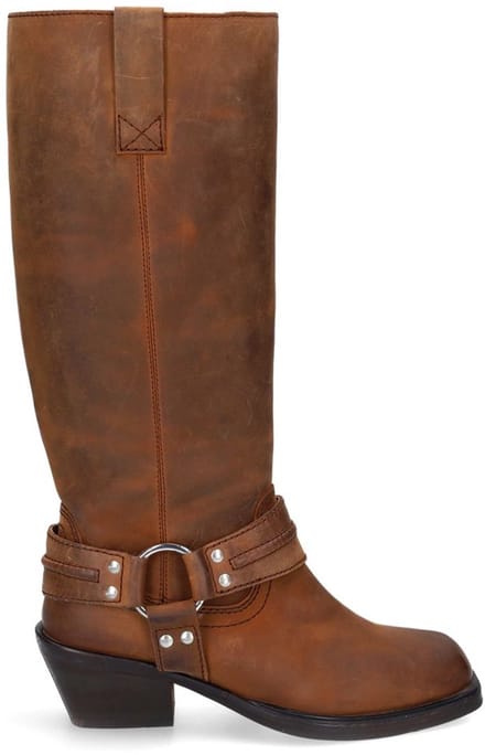Sacha - Dames - Bruine leren biker boots - Maat 39