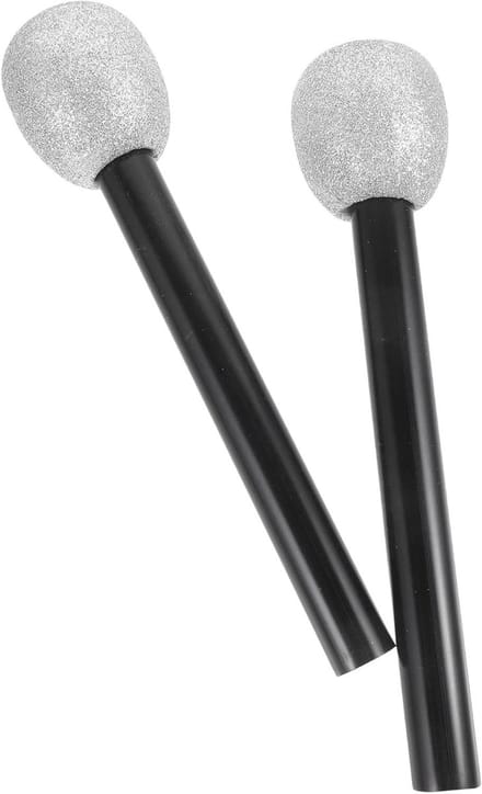 Speelgoedmicrofoon - Nep microfoon - Feest en optreden - Glitter effect - 27 cm - Zilver