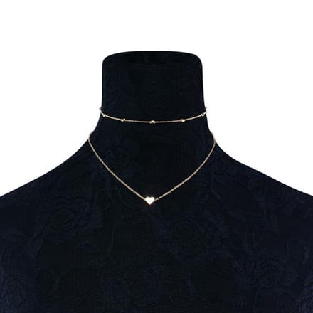 Goudkleurige Choker + Ketting met Hartje