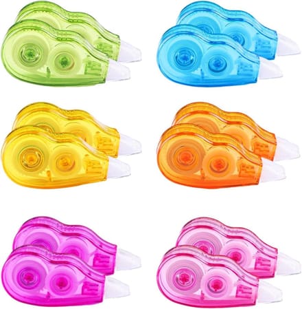 Correctieroller Set - Correctietape Mini - Fouten Maken - Ergonomisch Ontwerp - 12 Stuks - Mix Kleuren