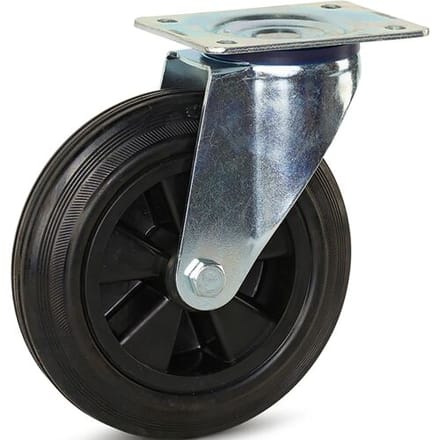 Meso Zwenkwiel rubber Grijs 200mm - 200kg draagvermogen