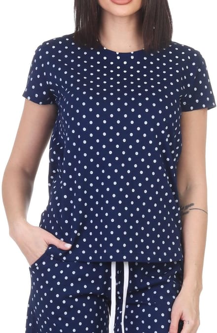Damespyjamashirt met korte mouwen mix & match