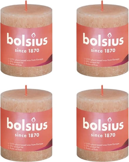 Bolsius Stompkaarsen Shine 4 st rustiek 80x68 mm mistroze