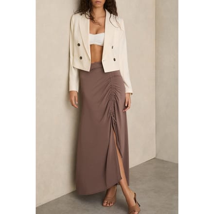 Reiss Ruched Midi Skirt Mink Größe: S | Maxiröcke Outlet | Damen