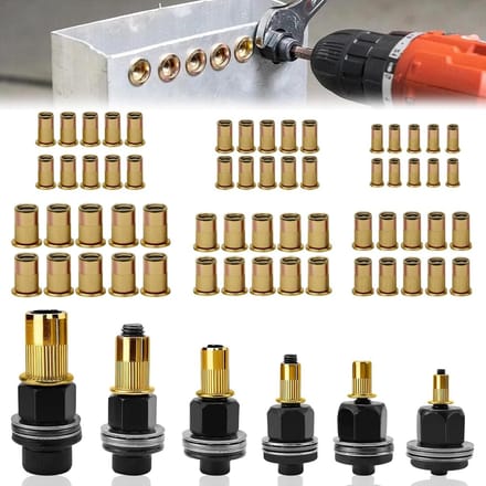 Rivet Nut Pliers Set met 60 Rivet Nuts voor M3, M4, M5, M6, M8, M10 - Ideaal voor Metaalbewerking, Klussen en DIY-projecten