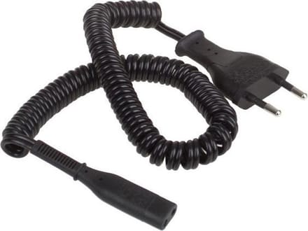 Universeel Netsnoer scheerapparaat - Snoer 2.5A 230V spiraal zwart 1,8M