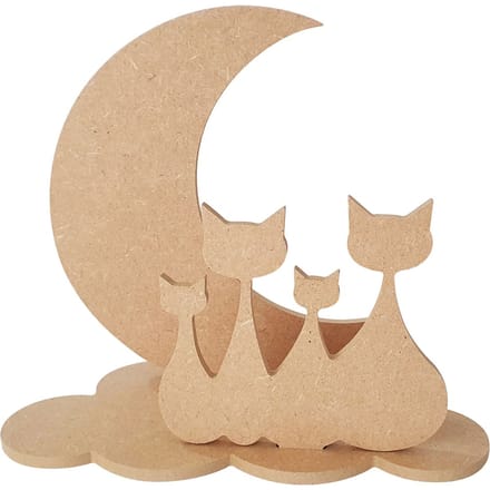 Gomille MDF figuren katten knutselset 24x20 cm decoratie.