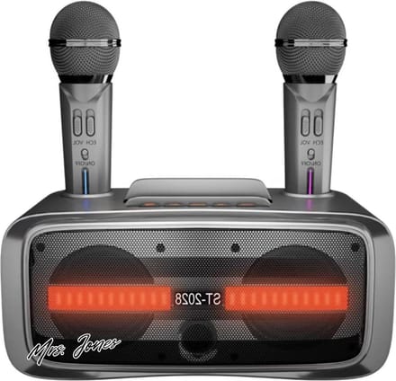 Mrs. Jones Karaokemicrofoon volwassenen kinderen karaoke-luidspreker Bluetooth-microfoons tv complete karaoke 20 W ledlicht instelbare microfoongevoeligheid echo .