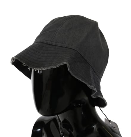 Costume National Dames Zwarte Gewassen Brede Rand Buiten Bucket Hat