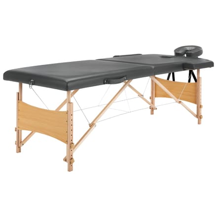vidaXL - Massagetafel - met - 2 - zones - 186x68 - cm - houten - frame - antraciet