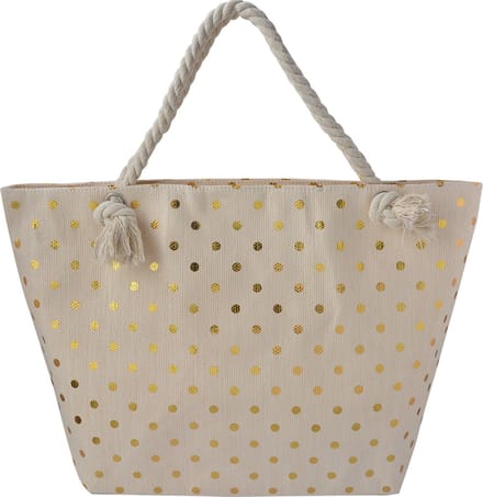 Juleeze Strandtas 56x37 cm Beige Polyester Stippen Handtas Dames